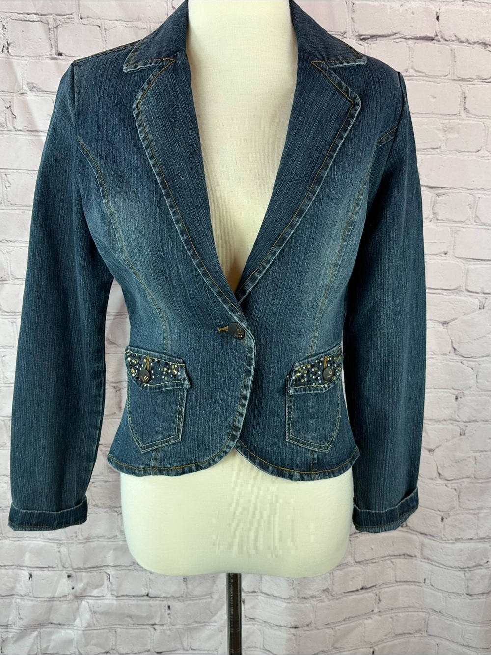 d. jeans Studded Denim Blazer Jacket women S boho western embellished